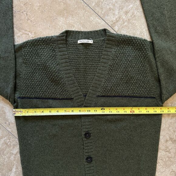 Marine Layer Cardigan Men’s Medium Olive Army Green Knit Alpaca Grandpa Sweater - Picture 9 of 10